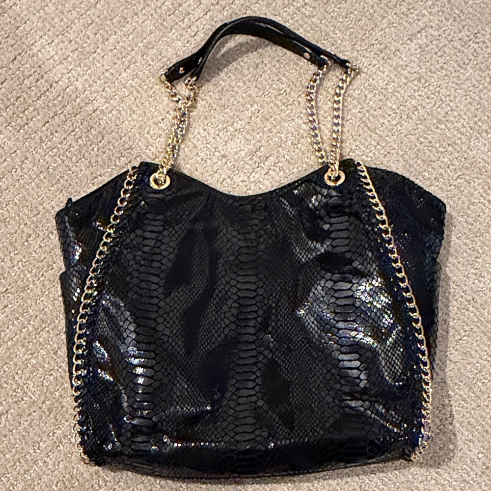Michael Kors Black Snake-Embossed Tote Bag - Picture 9 of 9